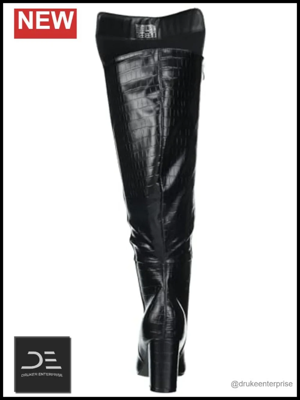 Wide Fit Over the Knee Boots Faux Suede Block Heel Side Zip